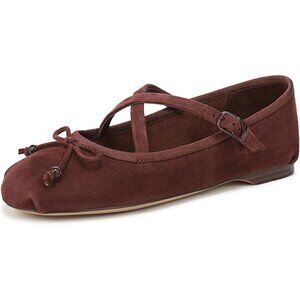 Circus NY by Sam Edelman Women's Deep Pecan Leather Cross Strap Zuri Ballet Flat